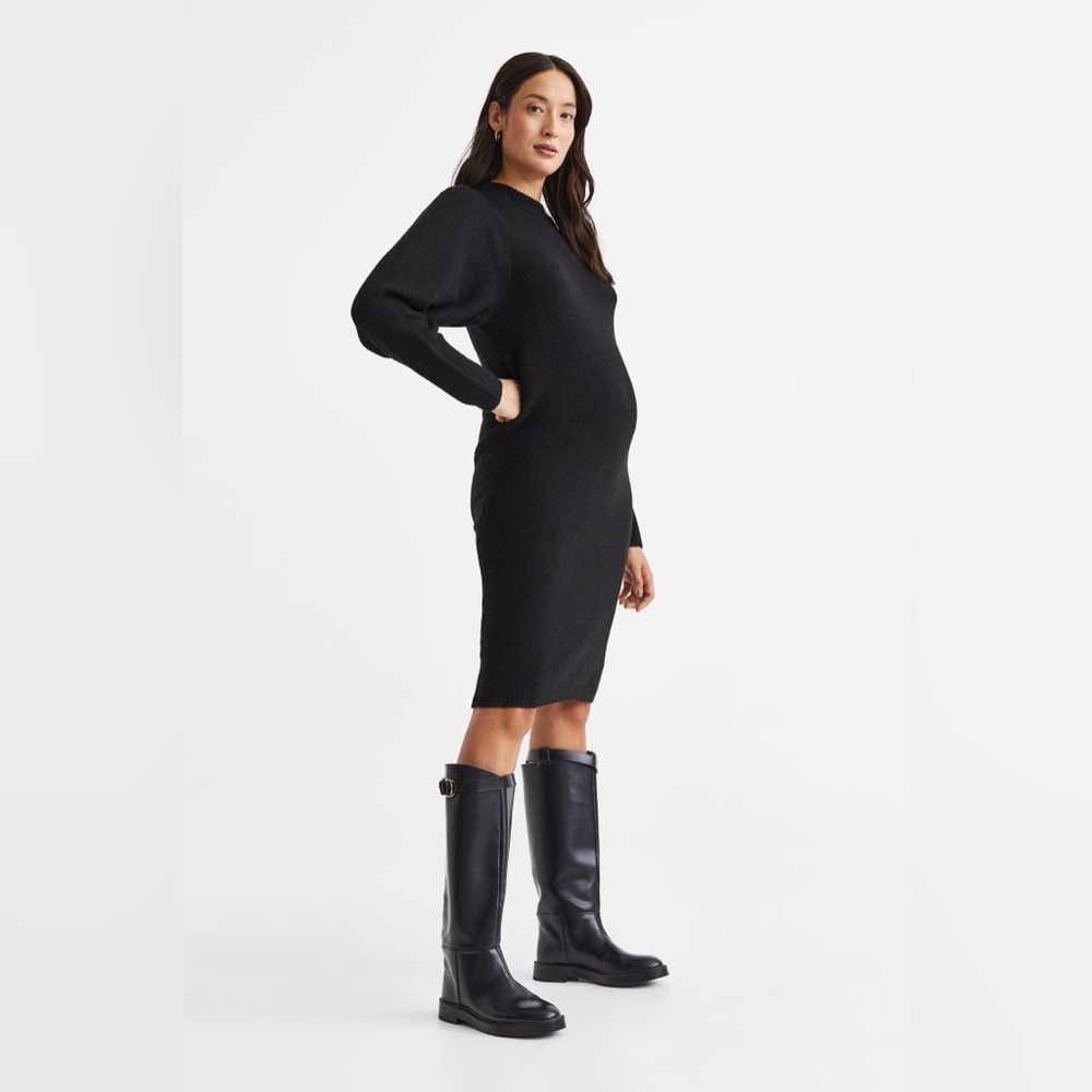 MAMA Knit Puff-sleeved Dress